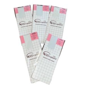 5 Pair Vtg PAPPAGALLO Fashion Knee High Nylons~Hosiery~Alabaster & Gray